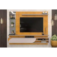 Painel Quarto p/ TV até 60 polegadas Ravi c/ Prateleiras e Nicho 180x152cm Cedro/Bali - DJ Móveis