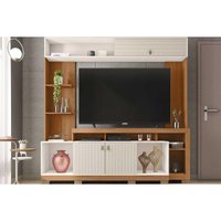 Home p/ TV até 65 Pol Sinfonia c/ 3 Portas e 7 Nichos 200x203cm Freijo/Off White Mr - Caemmun