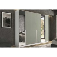 Guarda Roupa 6 Portas (2 c/ Espelho) e 4 Gavetas Porto Branco/Verde - Politorno