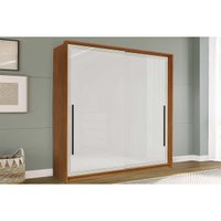 Guarda Roupa Casal 2 Portas de Correr (1 c/ espelho) e 2 Gavetas Valência Freijo/Branco - Politorno