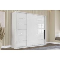 Guarda Roupa Casal 3 Portas de Correr e 4 Gavetas Lisboa Branco - Politorno