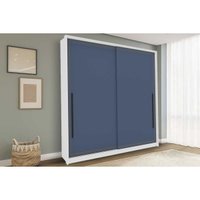Guarda Roupa 2 Portas de Correr e 2 Gavetas Valência Branco/Azul - Politorno