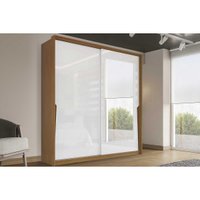 Guarda Roupa Casal 2 Portas de Correr (1 c/ espelho) e 2 Gavetas Porto Freijo/Branco - Politorno