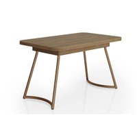 Mesa de Sala Jantar Évora Menor 1604 c/ Tampo Madeirado c/ Vidro 130x80cm Rose/Freijo/Nogal - Carraro