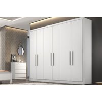 Guarda Roupa Casal 6 Portas e 4 Gavetas Rizon/Linea Plus Neve - Novo Horizonte