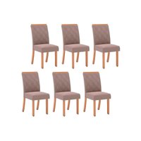 Cadeira Sala de Jantar Vita Kit 6 Uni Nature/Suede Light Bege - Henn