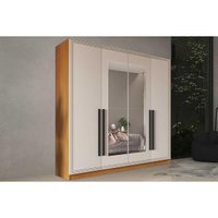 Guarda Roupa 4 Portas (2 c/ Espelho) e 4 Gavetas Valência Freijo/Creme - Politorno