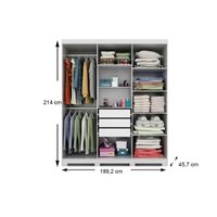 Guarda Roupa 6 Portas (2 c/ Espelho) e 3 Gavetas Clara Cinamomo/Off White - Panan