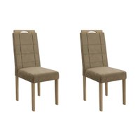 Kit 2 Cadeiras Sala Jantar Flora 2CAD150 Madeirado 2 Un Carvalho/Suede Bege - Kappesberg