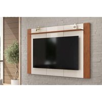 Painel Quarto p/ TV até 75 Pol Helo 183x136cm Off White/Freijó - DJ Móveis