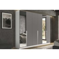 Guarda Roupa 6 Portas (2 c/ Espelho) e 4 Gavetas Porto Branco/Cinza - Politorno