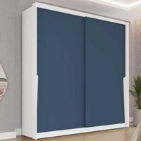 Guarda Roupa Casal 2 Portas de Correr e 2 Gavetas Porto Branco/Azul - Politorno