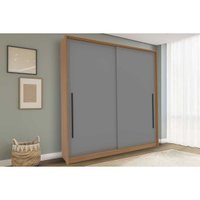 Guarda Roupa 2 Portas de Correr e 2 Gavetas Valência Freijo/Cinza - Politorno