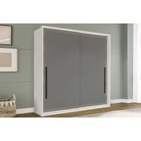 Guarda Roupa Casal 2 Portas de Correr (1 c/ espelho) e 2 Gavetas Valência Branco/Cinza - Politorno