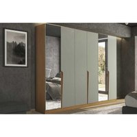 Guarda Roupa 6 Portas (2 c/ Espelho) e 4 Gavetas Porto Freijo/Verde - Politorno