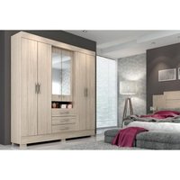 Guarda Roupa Casal 6 Portas (2 c/ Espelho) e 3 Gavetas Débora Cinamomo/Off White - ACP