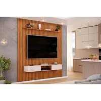 Rack Bancada c/ Painel p/ TV Trento 230x240cm Freijo/Off White - DJ Móveis