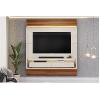 Painel Quarto p/ TV até 70 Pol Taylor 179x207cm Off White/Freijó - DJ Móveis