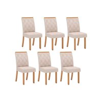 Cadeira Sala de Jantar Vita Kit 6 Uni Nature/Suede Light Linho - Henn
