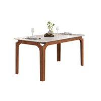 Mesa de Sala Jantar Marina c/ Tampo Madeirado c/ Vidro Curvo 160x80cm Freijo/Off White - DJ Móveis
