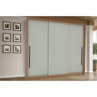 Guarda Roupa Casal 3 Portas de Correr e 4 Gavetas Valência Freijo/Verde - Politorno
