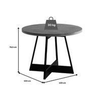 Mesa p/ Cozinha Átria 1594 Redonda Aço c/ Tampo Madeirado Redondo 100cm Dourado/Noce/Carvalho - Carraro