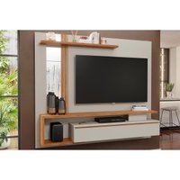 Rack Bancada c/ Painel p/ TV até 60 Pol Treviso 1 Porta e Nicho 180x153cm Off White/Cinamomo - Permóbili