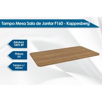 Conjunto: Mesa de Cozinha Elba c/ Tampo de Madeira 160cm e 6 Cadeiras Zaria Niquel/Nogueira - Suede Cinza - Kappesberg