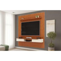 Rack Bancada c/ Painel p/ TV Isac 223x240cm Freijo/Off White - DJ Móveis