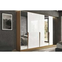 Guarda Roupa 6 Portas (2 c/ Espelho) e 4 Gavetas Porto Freijo/Branco - Politorno