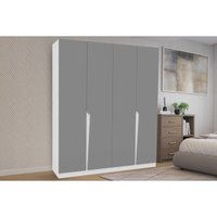 Guarda Roupa 4 Portas e 4 Gavetas Porto Branco/Cinza - Politorno