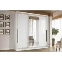 Guarda Roupa Casal 3 Portas de Correr (1 c/ espelho) e 4 Gavetas Valência Branco - Politorno