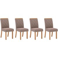 Cadeira Sala de Jantar Vita Kit 4 Uni Nature/Suede Light Bege - Henn