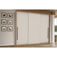 Guarda Roupa Casal 3 Portas de Correr e 4 Gavetas Valência Freijo/Creme - Politorno