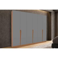 Guarda Roupa Casal 6 Portas e 4 Gavetas Porto Freijo/Cinza - Politorno