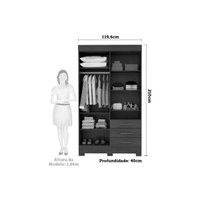 Guarda Roupa 4 Portas (2 c/ Espelho) e 3 Gavetas Débora Cinamomo/Off White - ACP