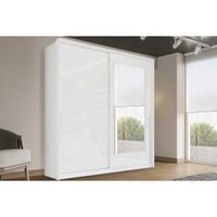 Guarda Roupa 2 Portas de Correr (1 c/ espelho) e 2 Gavetas Porto Branco - Politorno