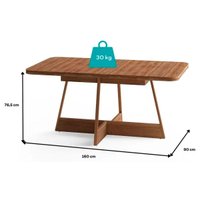 Mesa p/ Cozinha Átria Retangular 1592 Aço c/ Tampo Madeirado 160x90cm Dourado/Noce/Carvalho - Carraro