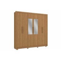 Guarda Roupa Casal 6 Portas (2 c/ Espelho) e 3 Gavetas c/ Pés CB03M569 Canela - Kappesberg