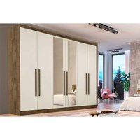 Guarda Roupa 6 Portas (2 c/ Espelho) e 6 Gavetas Oslo Braúna/Off White - Europa