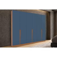 Guarda Roupa 6 Portas e 4 Gavetas Porto Freijo/Azul - Politorno
