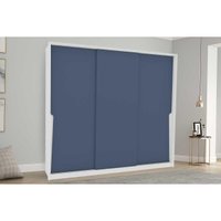 Guarda Roupa Casal 3 Portas de Correr e 4 Gavetas Porto Branco/Azul - Politorno