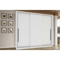 Guarda Roupa Casal 3 Portas de Correr e 4 Gavetas Valência Branco - Politorno