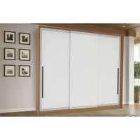 Guarda Roupas 3 Portas de Correr de e 4 Gavetas Valência Freijo/Branco - Politorno