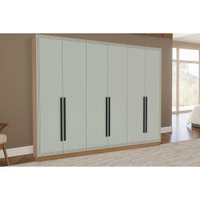 Guarda Roupa 6 Portas e 4 Gavetas Valência Freijo/Verde - Politorno