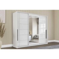Guarda Roupas 3 Portas de Correr de (1 c/ espelho) e 4 Gavetas Lisboa Branco - Politorno