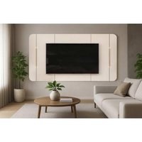 Painel Quarto p/ TV até 75 Pol Areta 218x132cm Off White - DJ Móveis