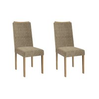 Cadeira Sala de Jantar Aura 2CAD159 Madeirado Kit 2 Un Carvalho/Boucle Bege Fendi - Kappesberg