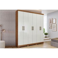 Guarda Roupa 6 Portas e 2 Gavetas c/ pés Milena Cinamomo/Off White - Panan