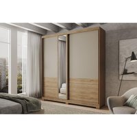 Guarda Roupa Casal 2 Portas de Correr (1 c/ Espelho) e 4 Gavetas Búzios 1179 Flex Freijo ou Freijo Avela - Carraro